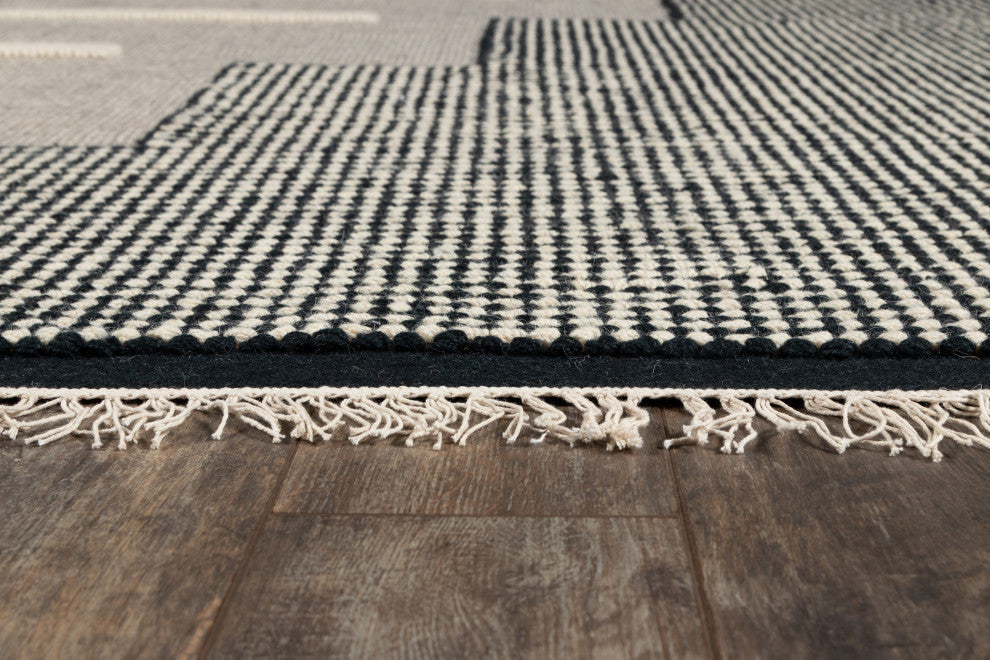 Novogratz Karl Jules Hand Woven Wool Blend Area Rug, Black, 7'9"x9'9"