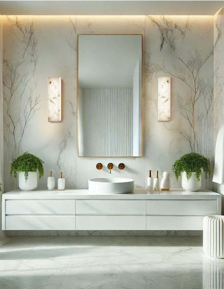LumenAria Medley 17" LED ADA Wall Sconce Faux Alabaster Shade