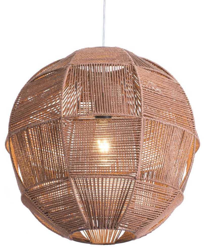 Pendant Ceiling Light Fixture, Steel Metal, Rope, Brown, Kitchen LoungeLobby