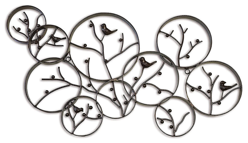 DecorShore Harper Wall Sculpture, Antique Bronze Finish Iron Metal Wall Art