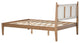GDF Studio Queen Platform Bed With Woven White Leather Back & Natural Wood Frame