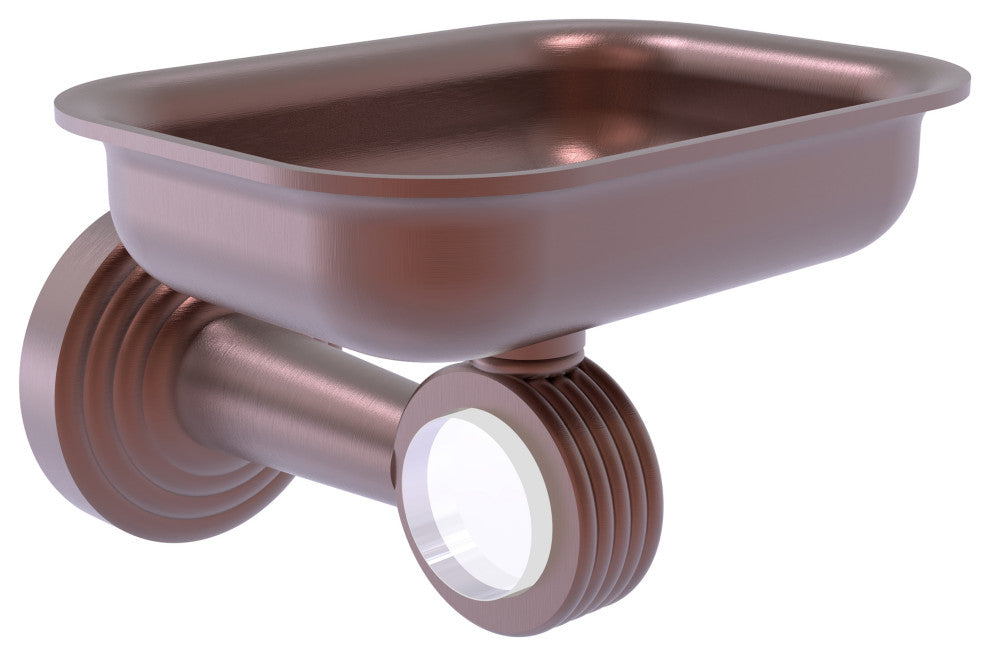 Pacific Beach Wall-Mount Soap Dish Holder with Groovy Accents, Antique Copper