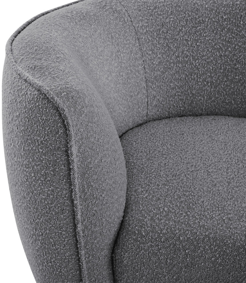 Hilton Boucle Fabric Upholstered Chaise Lounge, Grey