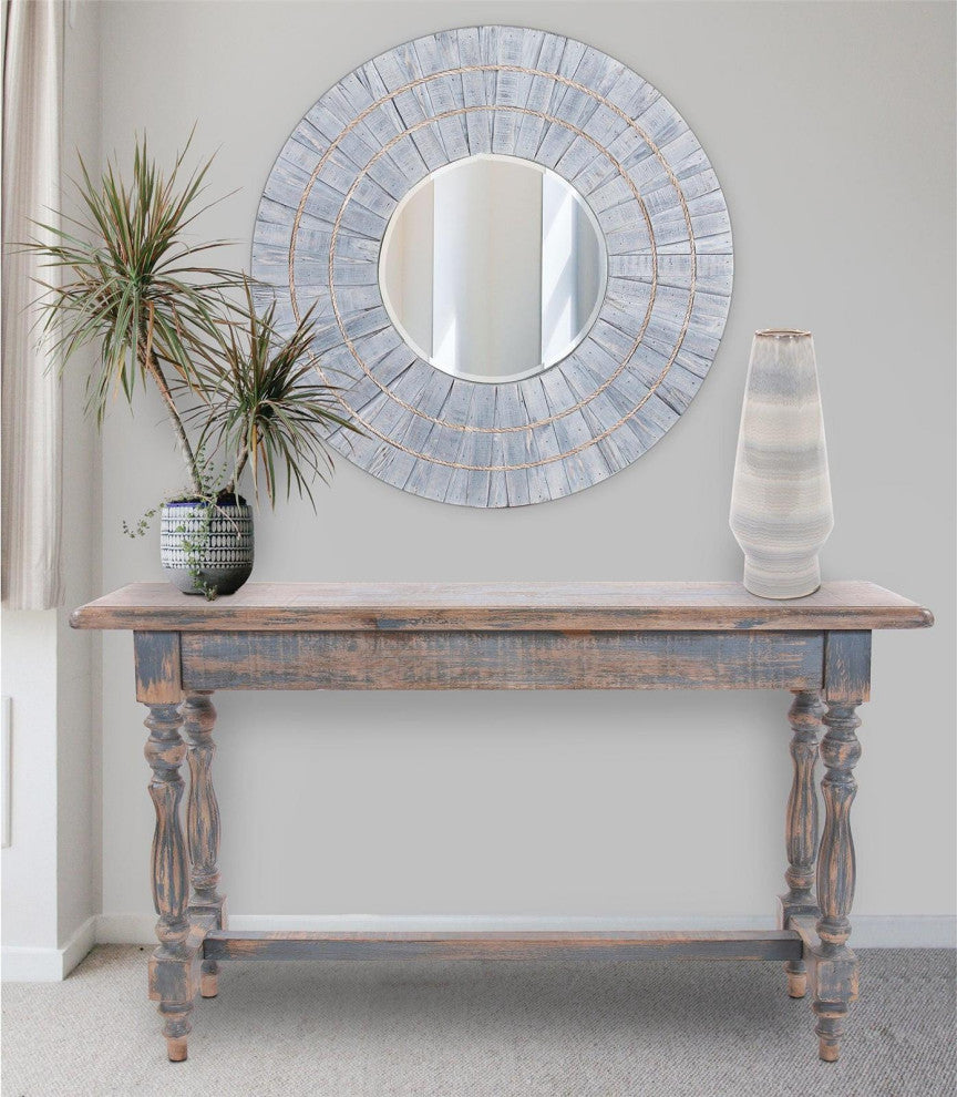 Console Table Howard Elliott Farmhouse Turned Legs Distressed Gray