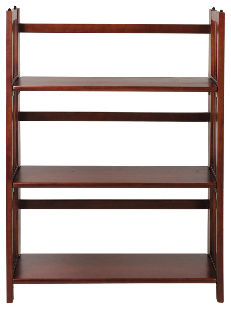 3 Shelf Folding Bookcase, Walnut, Large, 3 Shelf