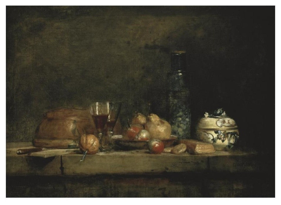 "The Jar of Olives" Paper Print by Jean-Baptiste-Simï¿½on Chardin, 24"x18"