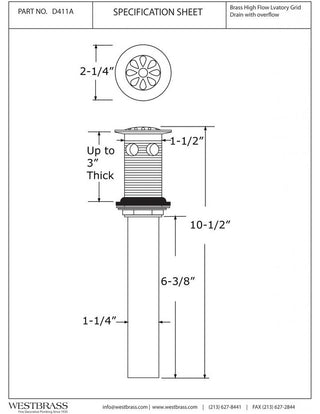 High-Flow Grid Lavatory Drain With Overflow Holes - Exposed In Polished Nickel