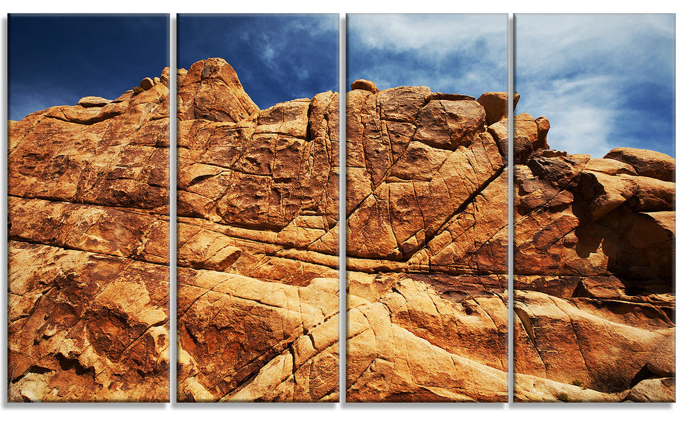 Rocky Terrain under Blue Sky, African Landscape Canvas Print, 48"x28", 4 Panels