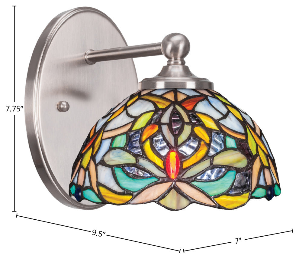 Capri 1-Light Wall Sconce, Brushed Nickel/Kaleidoscope Art