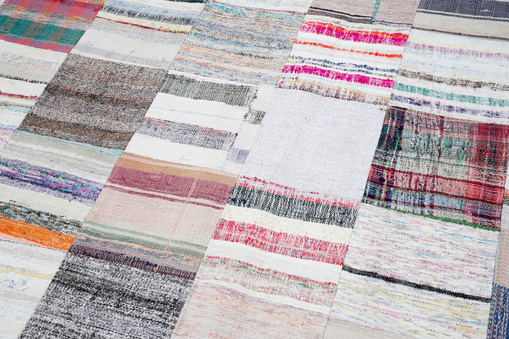 Rug N Carpet - Handmade Oriental 8' 1'' x 11' 7'' Rustic Patchwork Kilim Rug