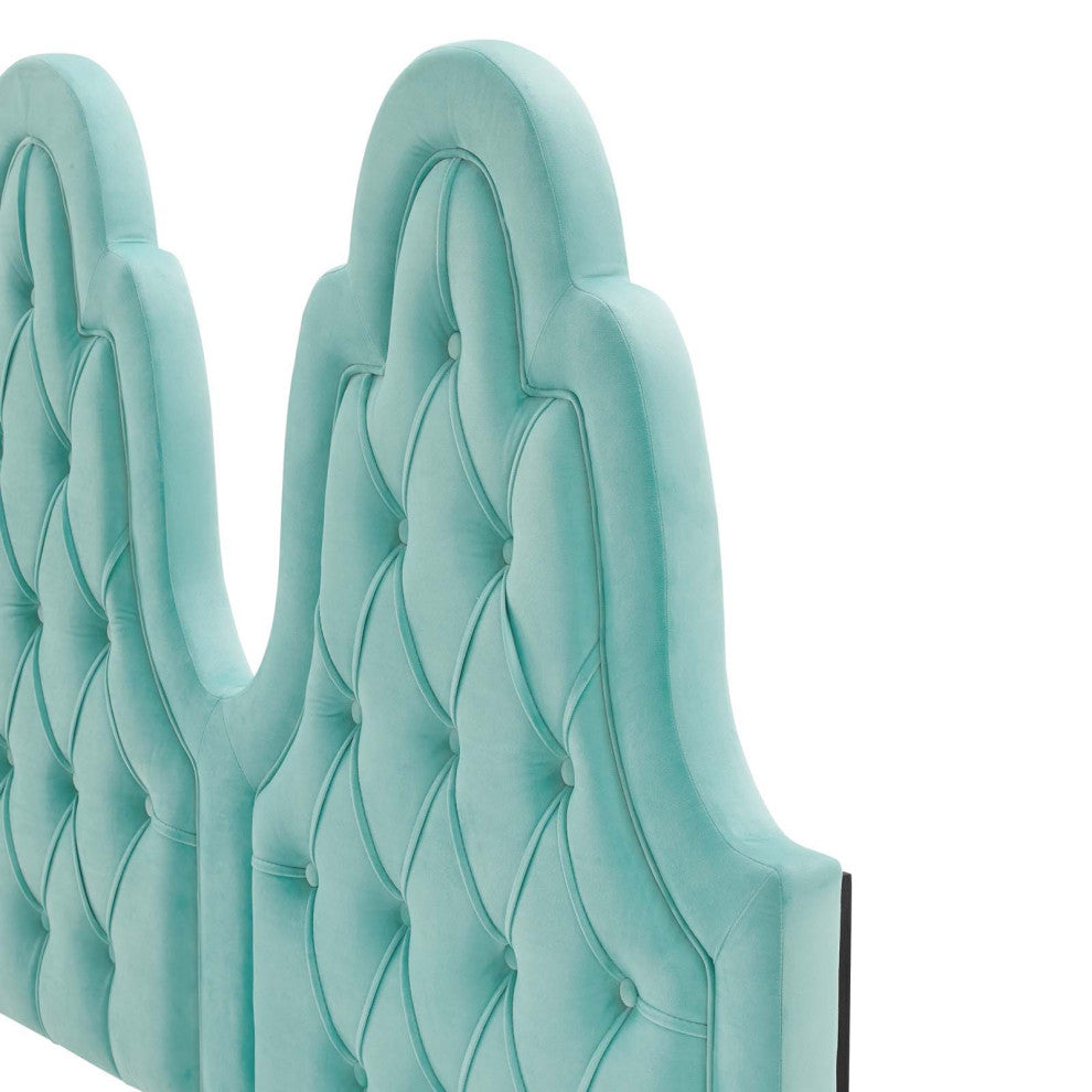 Tufted Headboard, Twin Size, Velvet, Blue, Modern Contemporary, Bedroom Master