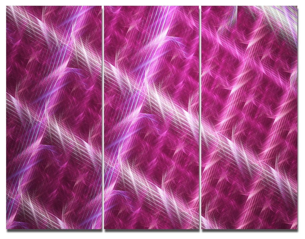 Pink Abstract Metal Grill, Abstract Art on Canvas, 36x28, 3 Panels