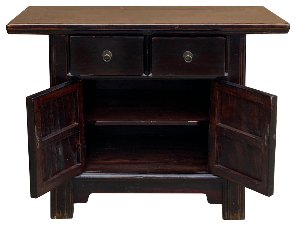 Vintage Chinese Dark Brown Drawers Side Table Credenza Vanity Cabinet Hcs7798
