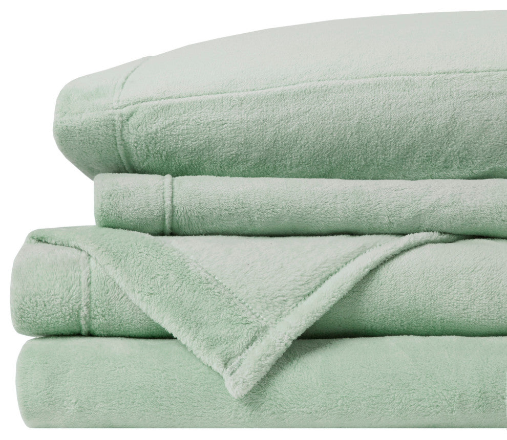 True North by Sleep Philosophy Knitted Plush Sheet Set, Green, Full