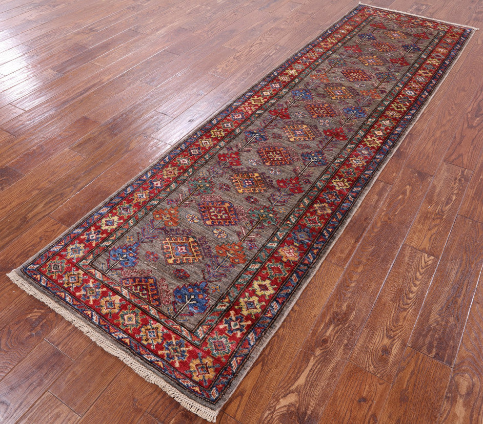 2' 8" X 9' 1" Runner Super Kazak Hand Knotted Wool Rug Q7712