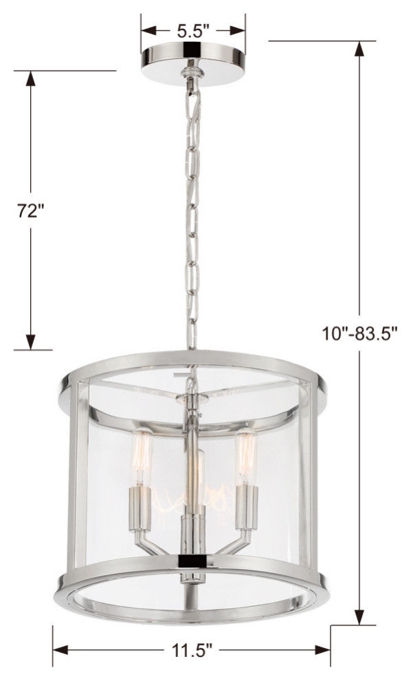 Crystorama Devon Three Light Lantern DEV-B8003-PN