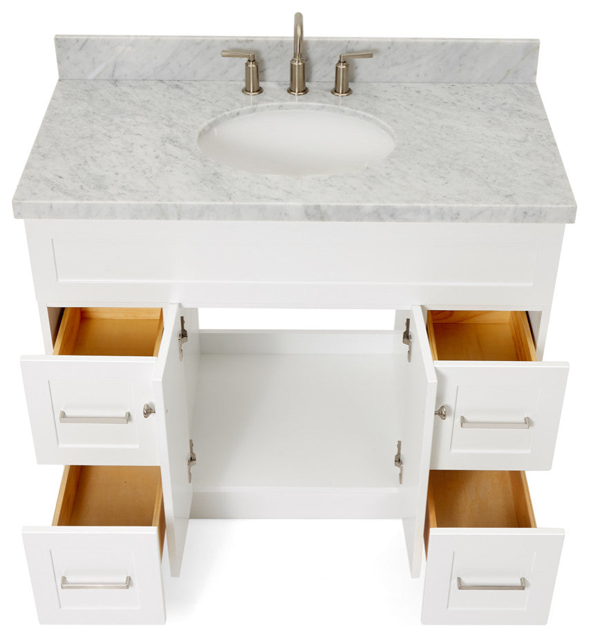 Ariel Hamlet 43" Oval Sink Bath Vanity, 1.5" Carrara Marble