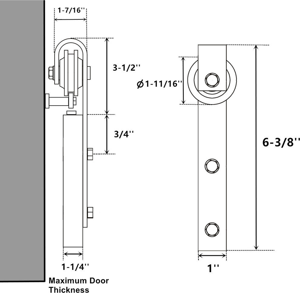 Mini Sliding Barn Door Hardware Kit, Classic Design, 48", Double