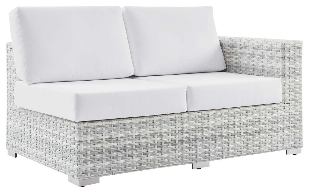Lounge Loveseat Sofa, Rattan, Wicker, Gray White, Modern, Outdoor Patio