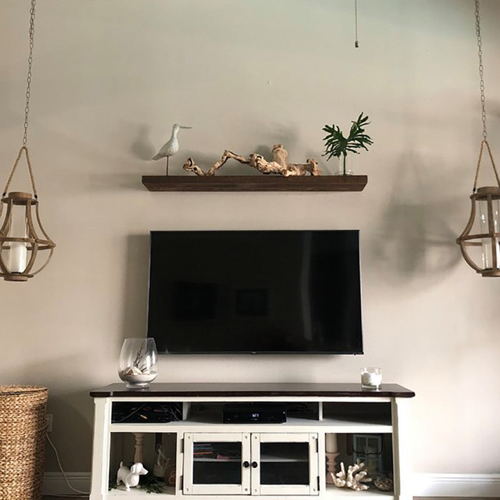 Rustic, Floating Shelf, 2" Thick x 8" Deep, with Mounting, Medium Brown, 48"