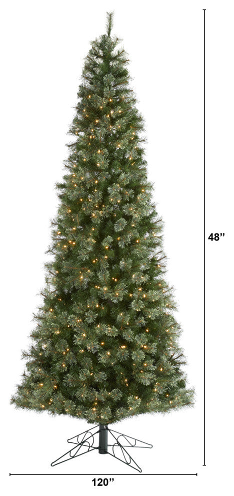 10' Cashmere Slim Christmas Tree / 750 Warm White Lights/1908 Bendable Branches