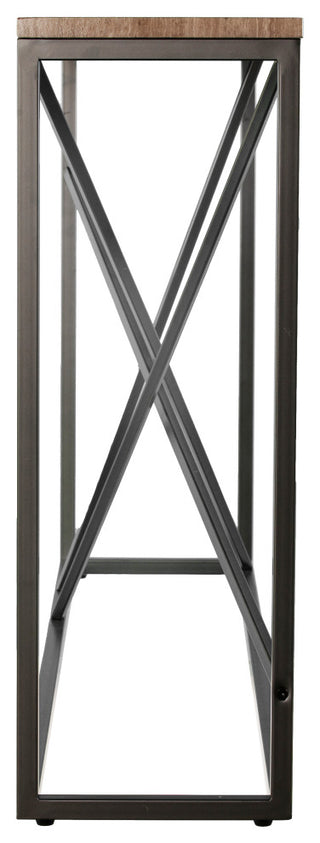 Mannie Faux Stone Skinny Console Table, Gray