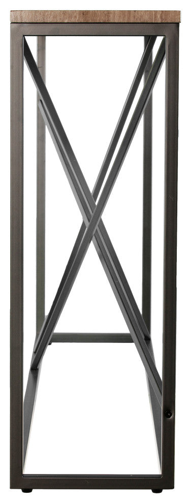Mannie Faux Stone Skinny Console Table, Gray