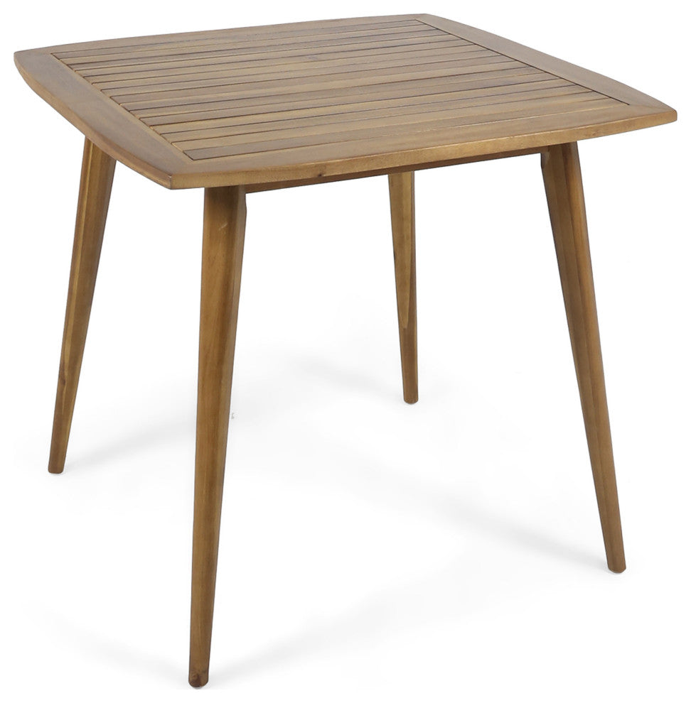 Stanford Outdoor Square Acacia Wood Dining Table With Straight Legs, Teak Finish