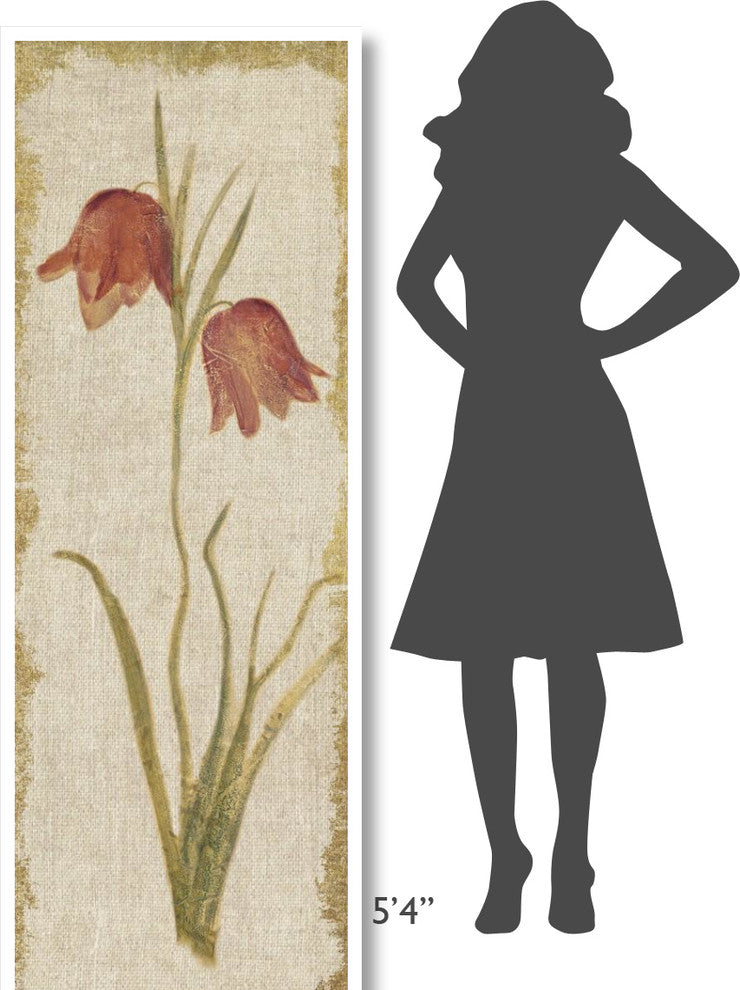 "Red Tulip Panel on White Vintage" Digital Paper Print by Cheri Blum, 26"x74"