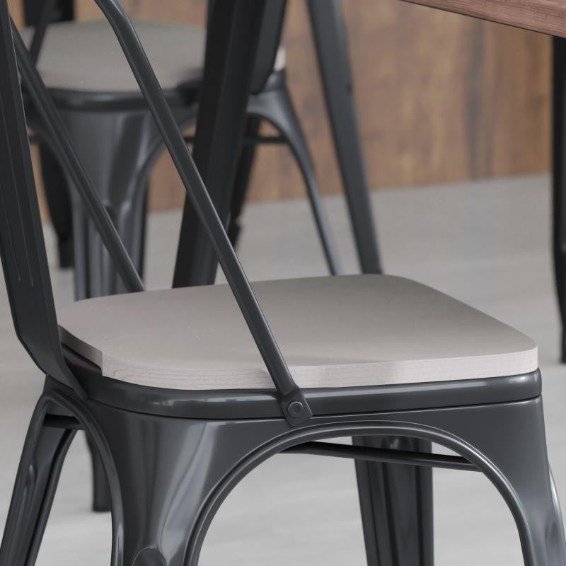 Perry Poly Resin Wood Square Seat w/Rounded Edges for Metal Barstools-Set of 4,