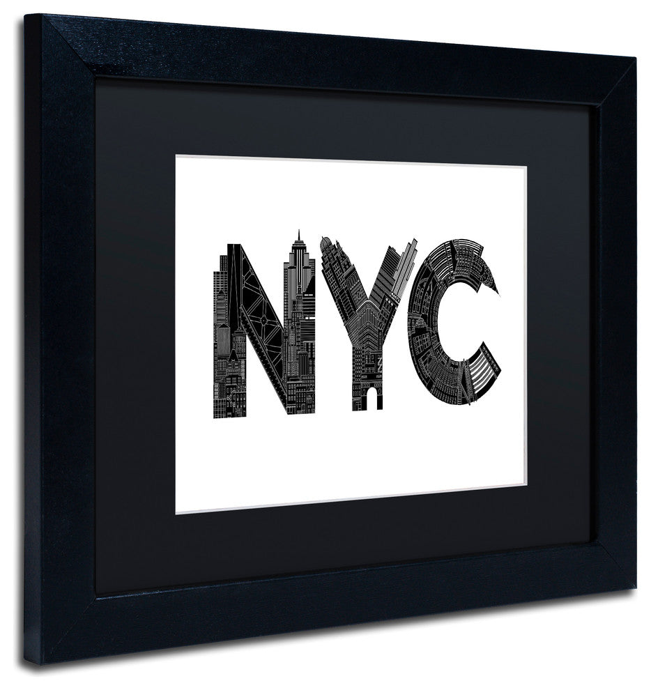 Robert Farkas 'NYC' Art, Black Frame, Black Mat, 14x11