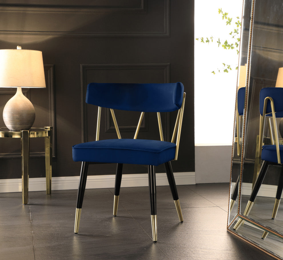 Rheingold Upholstered Dining Chair, Navy, Velvet