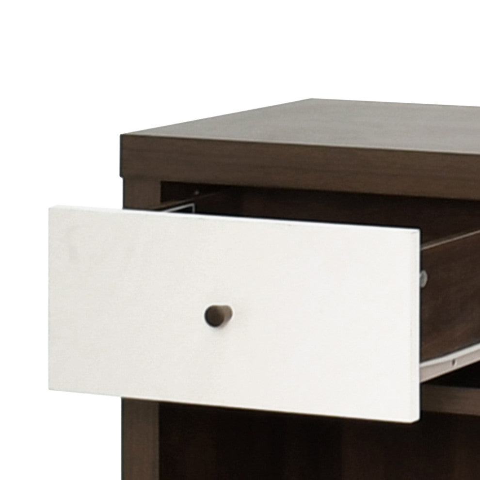 Farhart Faux Wood Single-Drawer Nightstand, Walnut/White, Single