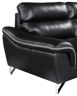Giuliano Contemporary Premium Leather Match Loveseat Black