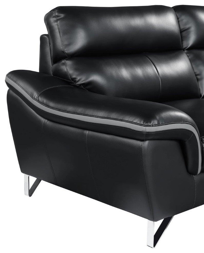 Giuliano Contemporary Premium Leather Match Loveseat Black