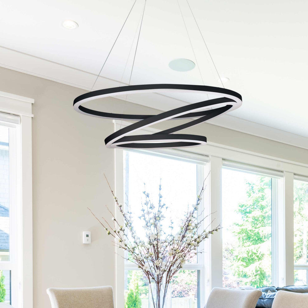 Tania Trio 32" Ring ETL Certified Circular LED Chandelier, Black VMC32500BL