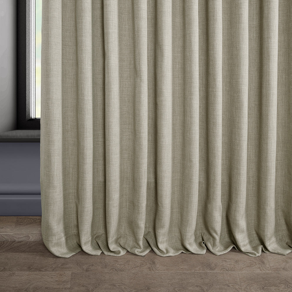 Faux Linen Extra Wide Room Darkening Curtain Single Panel, Oatmeal, 100"x84"