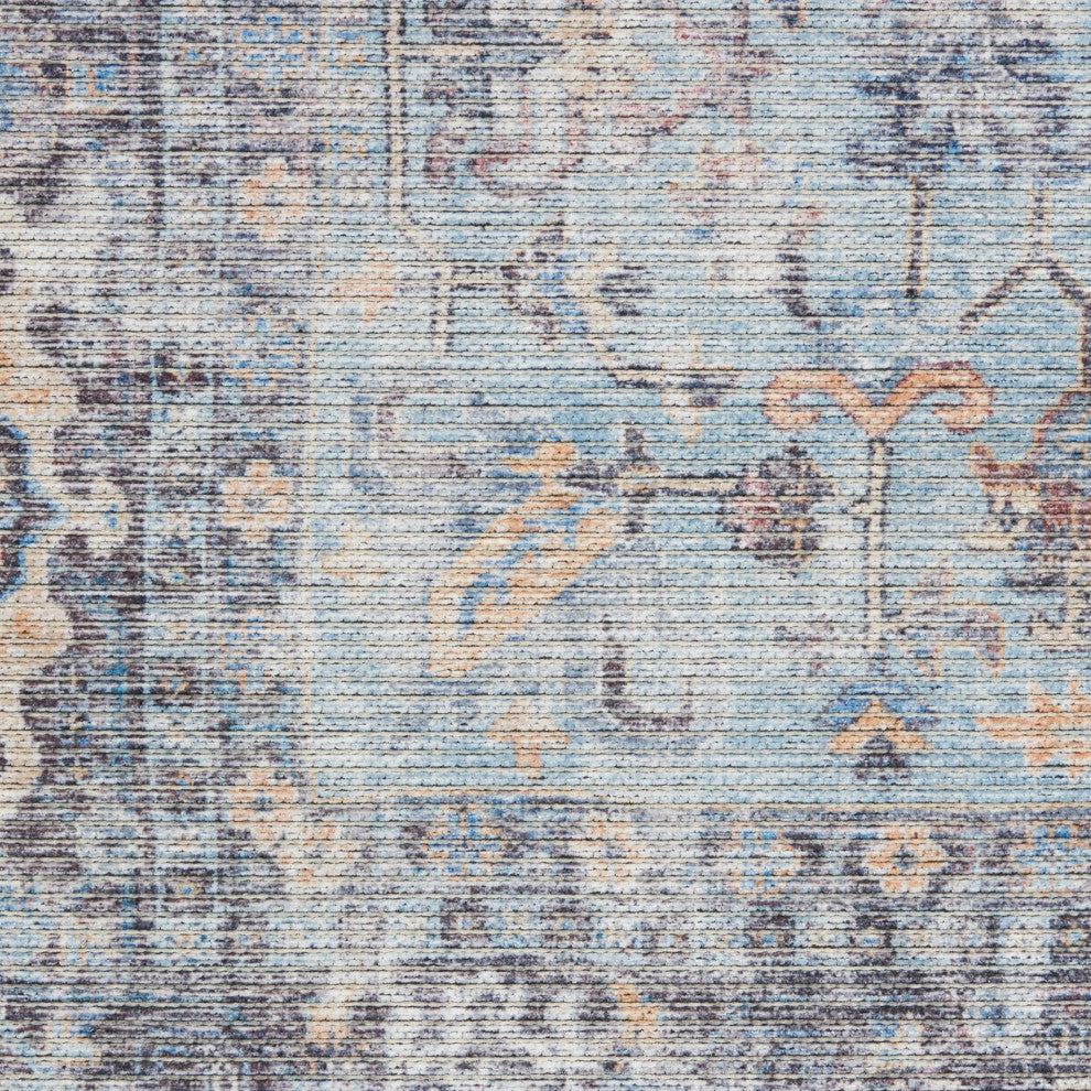 Nicole Curtis Nc Series 1 5' x 7' Light Grey/Blue Machine Washable Area Rugs