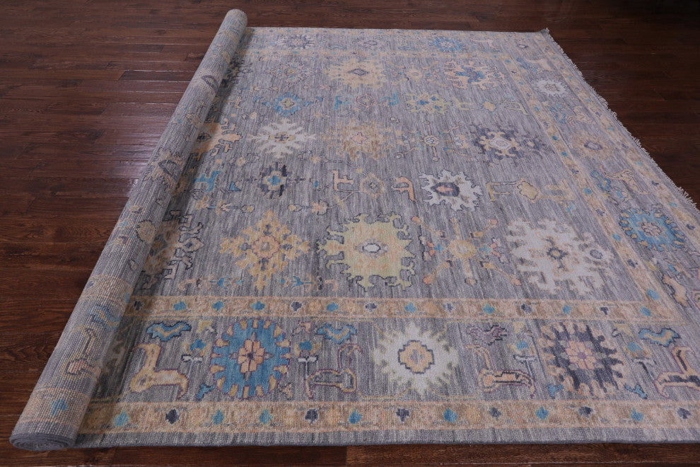 9' 2" X 12' 1" Handmade Turkish Oushak Wool Rug - Q13444