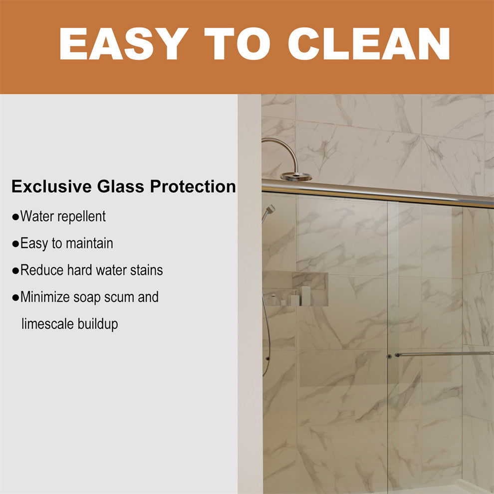 60" W x 70" H Traditional Sliding Shower Door, Chrome
