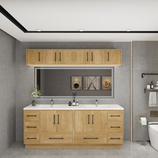 Victoria 84" Solid Wood Bath Vanity, Double Sink, Oak