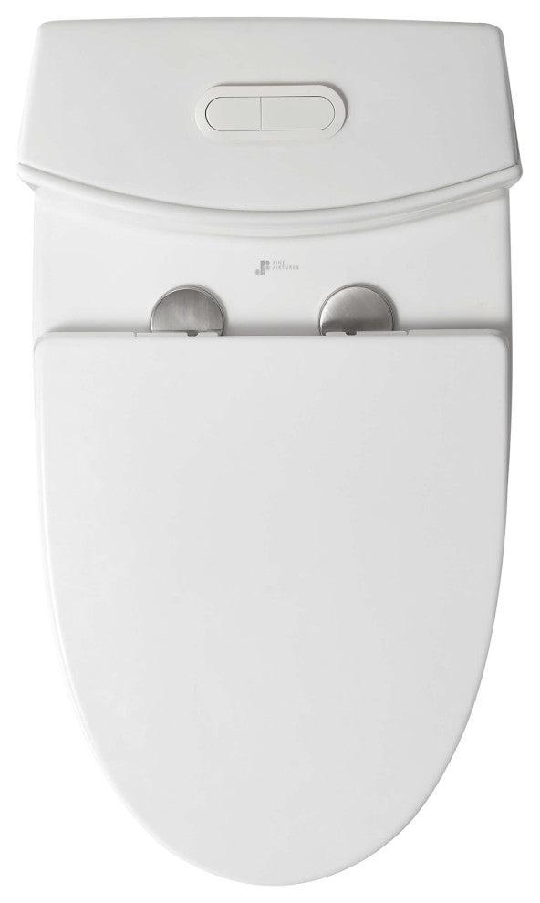 Fine Fixtures Dual-Flush Elongated One-Piece Toilet With High Efficiency Flush, White High Gloss