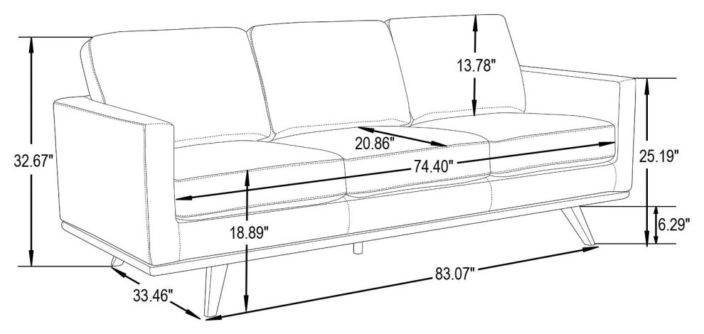 LeisureMod Chester Mid-Century 3-Seater Leather Modern Sofa, White