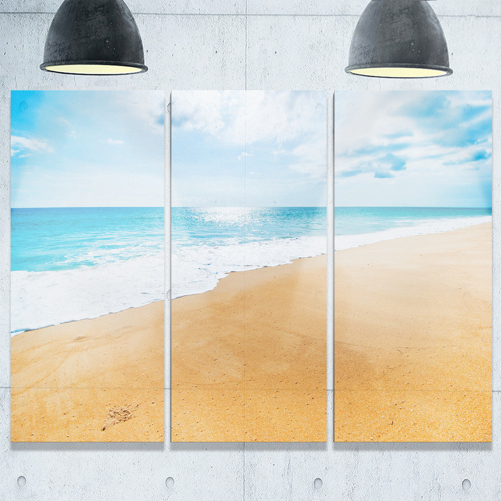 "Serene Beach and Sun Daylight" Beach Metal Wall Art, 3 Panels, 36"x28"