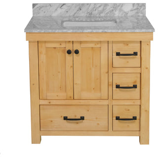 Tuscany 36" Bathroom Vanity, Drift Wood, Carrara Marble