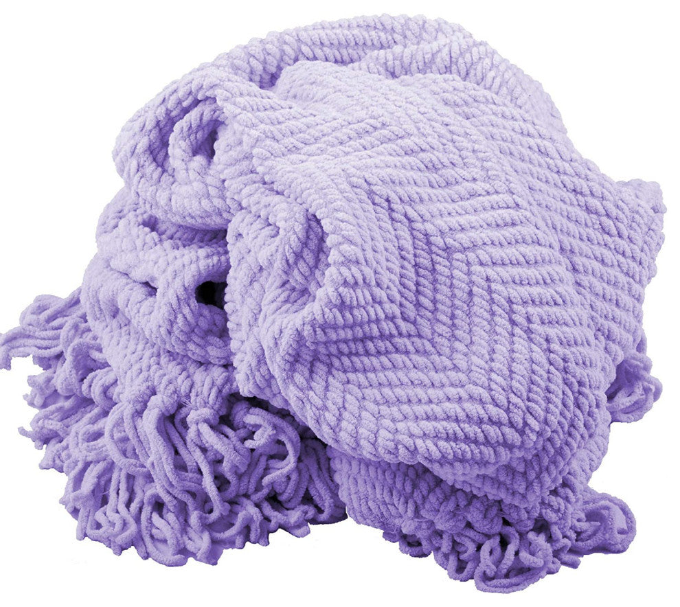 Tweed Knitted Throw Blanket, Lavender, 60"x80"