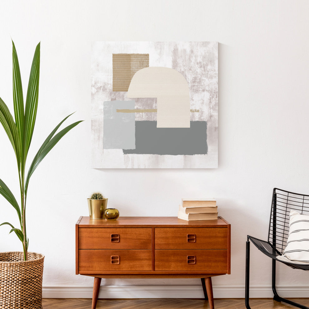 Abstract Neutral Shapes 24x24 Canvas Wall Art