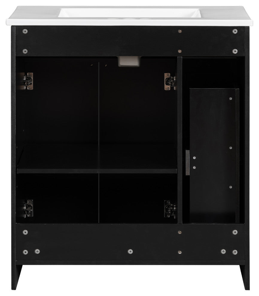 TATEUS 30" Bathroom Vanity with Ceramic Basin Resin Sink, black