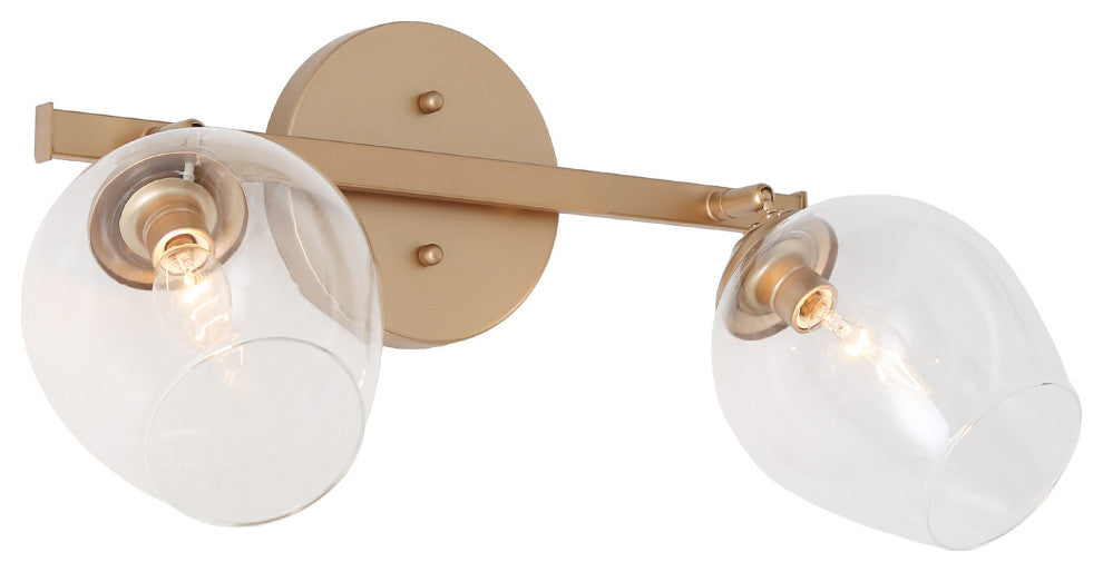 LALUZ 2-Light Gold with Glass Wine Cup Bathroom Vanity Lights