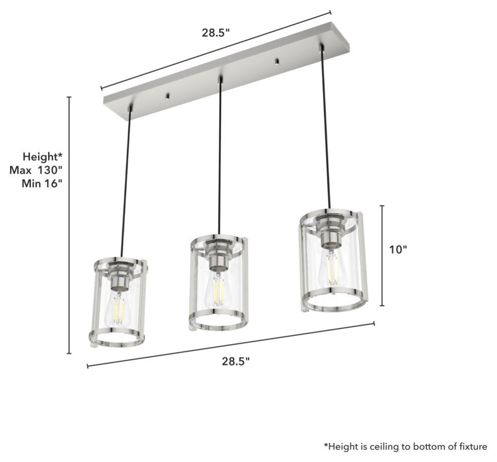 Astwood Polished Nickel 3 Light Cluster Ceiling Light Fixture